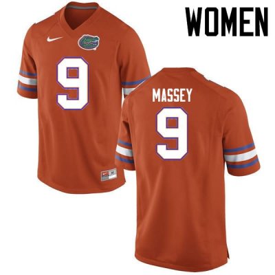 Women's Florida Gators #9 Dre Massey NCAA Nike Orange Authentic Stitched College Football Jersey JUI7162KX